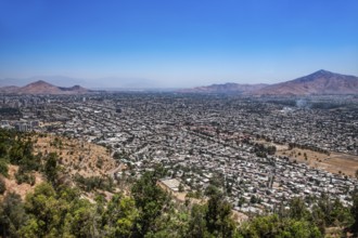 View from Cerro San Cristobal over Santiago de Chile, Chile, South America