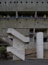 Le Corbusier, 1961 to 1965, external staircase to the stadium, spiral staircase to the basement