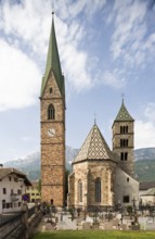 Italy S-Tyrol Terlan village church with Gothic and Romanesque tower, St., Sankt, Saint