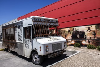 Barred food truck, zombie gaming arena, Area 15, Las Vegas, Nevada, USA, North America