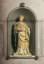 Late Gothic altar shrine, figure of St Castor with model of the church, St, Sankt, Saint