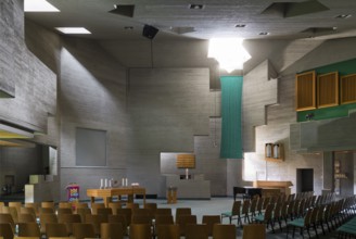 Monheim, Protestant Church of Peace in Baumberg, interior of the church