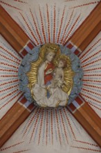 North aisle, vault in the 4th bay, keystone, Mary with child Church of St., Church of St., St., St