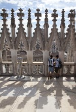 Roof terrace, part of the southern parapet made of wimpergen with cross flowers and pinnacles of