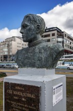 Jose Maria Sobral bronze bust in the harbour of Ushuaia, Argentina, South America