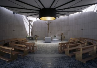 Spindlhof Castle, Albertus Magnus Church from the inside, built 2004, St., Sankt, Saint