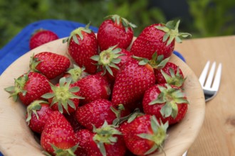 Strawberries in a bowl, fruit, fruits, strawberry, food, nutrition, rich in vitamins, wooden bowl