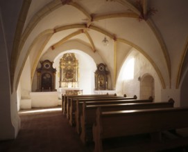 St Vitus. Romanesque side church of St Vitus from the 12th century. Inside to the choir Church of