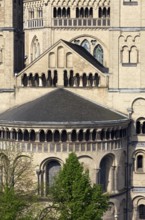 View from east, detail east conche, gable and decagon, St., Sankt, Saint