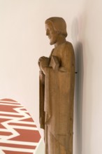 Figure of a saint, church built 1922-1924 by Johann Mertzenich, St., Sankt, Saint