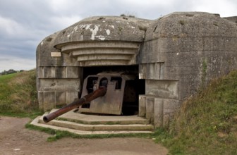 Gun bunker of a German coastal battery in the course of the Atlantic Wall, calibre of the cannon