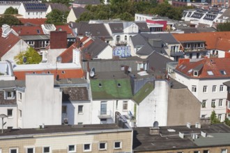 Residential building in the Karolinenviertel, aerial view, Hamburg, Germany, Europe