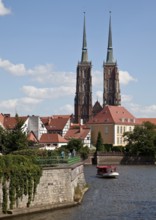 Seen from the sand bridge over the Oder, in front of the Bishop's Palace, St., Sankt, Saint