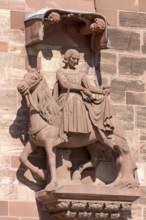 Basel, Cathedral (Basel Minster), west façade, St Martin sharing his cloak