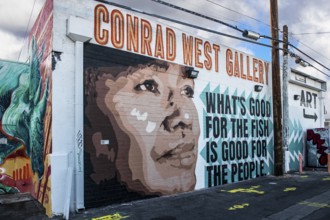 Tony Hsieh portrait, mural, Arts District, Las Vegas, Nevada, USA, North America