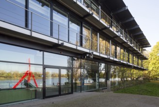 Bundeshaus Bonn, former plenary chamber of the German Bundestag, glass façade facing the Rhine