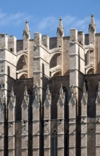 Majorca, Palma de Majorca, La Seu Cathedral, south side with buttresses