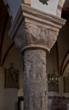 South-east Romanesque column in the nave with personifications of the virtues, St., Sankt, Saint