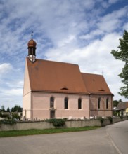 St Sebastian's Church from the south. Remodelled in 1740/42 by the Teutonic Order in the Rococo