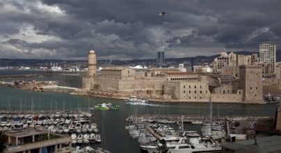 View from the south, centre right entrance to the Old Port Vieux-Port, in front part of Fort