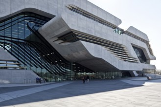 Montpellier, multi-purpose building PIERRESVIVES, built 2006-2012 by Zaha Hadid, main entrance side