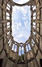 Cistercian abbey mid 13th century, church ruins choir, central view to the clerestory windows, St.,