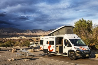 Motorhomes at the Furnace Creek Oasis Campground, Death Valley National Park, California, USA,