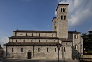 Italy Como Church of San Abbondio View from south with two-storey apse Choir and choir flank towers