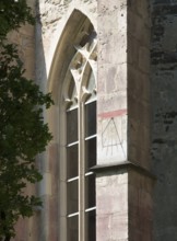 Abbey church from the south-east, sundial on the buttress, St., Sankt, Saint