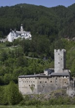 Italy S-Tyrol Burgeis. Marienberg Monastery and Fürstenburg Castle, St., Sankt, Saint