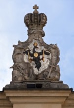 Built in 1763, demolished in 1863, rebuilt in 1998, Prussian coat of arms