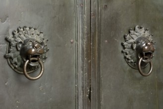 Mainz, St Martin's Cathedral, north side, market portal, bronze lions as door handles