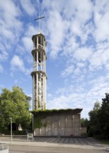 Built in 1957 by Ludwig Lemmer, façade with bell tower, St., Sankt, Saint