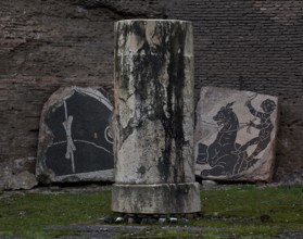 Mosaic fragments and column stump