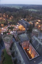 Moyland, castle park in winter, view from the north tower