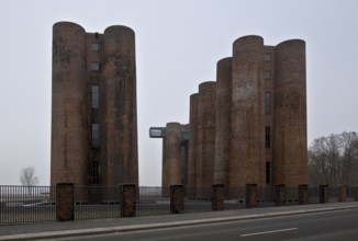 Biotowers for dephenolisation (treatment of process wastewater), 1950s, height 22m