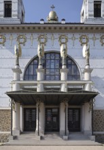 Entrance area from the south, portal with four angels on columns, St., Sankt, Saint