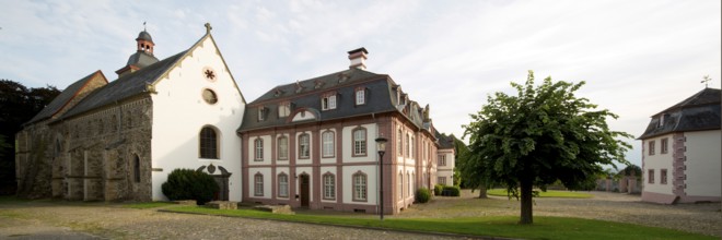 Monastery courtyard, abbot's and convent buildings, monastery church on the left