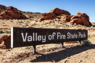 Sign, Valley of Fire State Park, Nevada, USA, North America