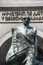 Monument to Salvador Allende Gossens in front of the Ministry of Justice, Santiago de Chile, Chile,