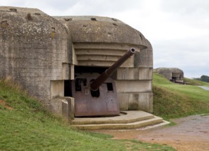 Gun bunker of a German coastal battery in the course of the Atlantic Wall, calibre of the cannon