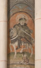 Fresco on the 3rd northern pillar, St Martin (1577) with beggar (1429), St, Sankt, Saint