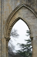 Glastonbury Abbey, monastery ruins, arch in the south aisle