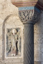 Brauweiler near Pulheim, St Nicholas' Abbey Church, vestibule, west portal with capital and relief