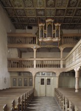 St Burkhard's cemetery church. View of the organ from 1751, made by Johann Rudolf Voit