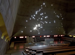 Firminy, Church of St Pierre, Le Corbusier Posthumous, 1970 to 2006 with interruptions, Interior,