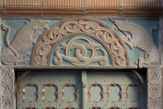 Brauweiler near Pulheim, St Nicholas Abbey Church, vestibule, west portal with tympanum, lions and