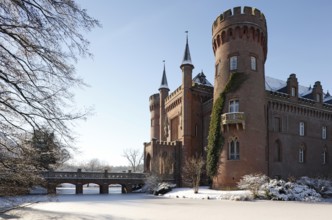 View of the castle from the south-east, frozen moat