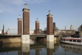 Duisburg, lifting bridge at the inland harbour