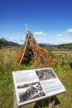 Hut of the Yaghan, the indigenous people of Wulaia Bay, Beagle Street, Ushuaia, Tierra del Fuego,